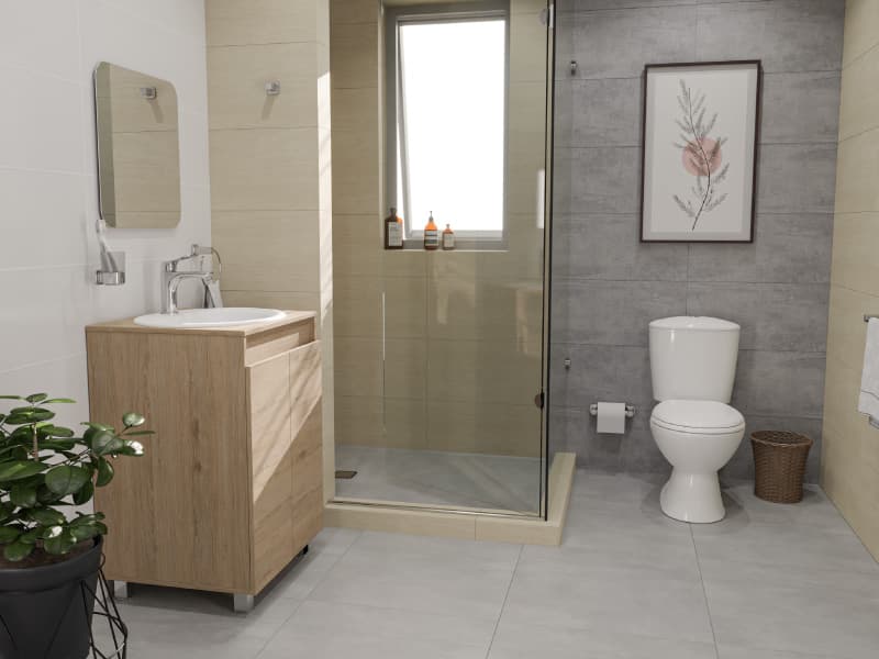 Baño elegante en tonos tierra