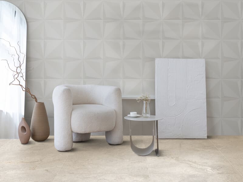 Sala de estar moderna en tonos claros