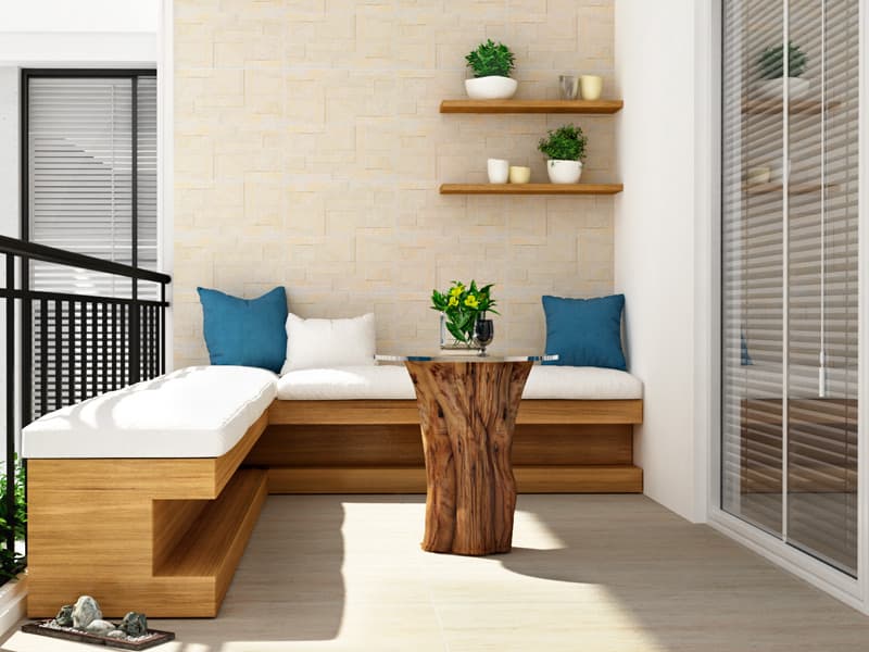 Balcón moderno con fachaleta