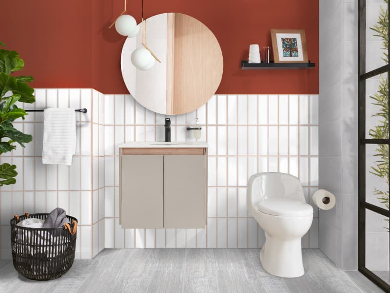 Baño moderno con bricks y pintura