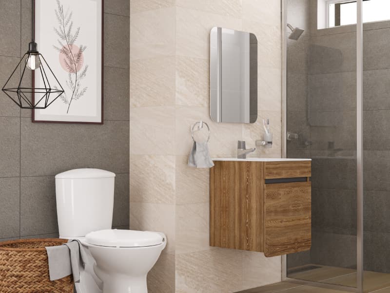 Baño pequeño de estilo rústico natural