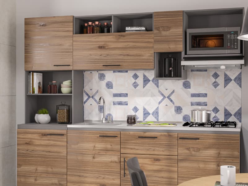 Cocina integral en tonos oscuros