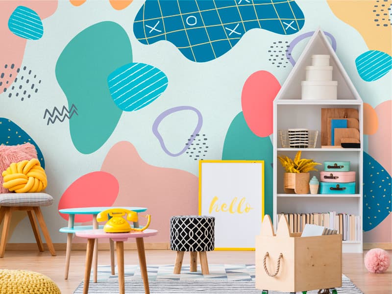Diseño con colores para sala de estudio para niños