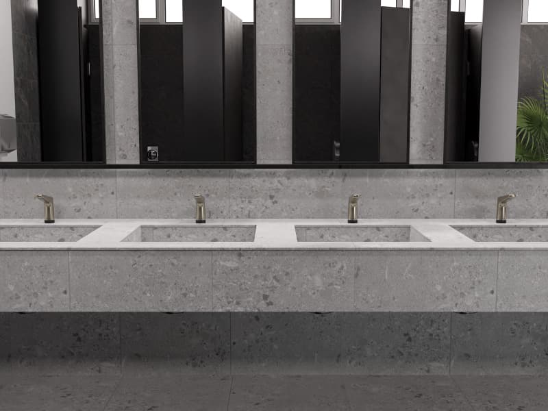 Baño institucional con Liquid Sense Niquel