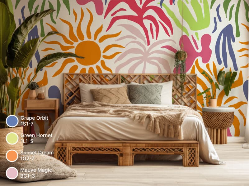 Alcoba moderna con mural