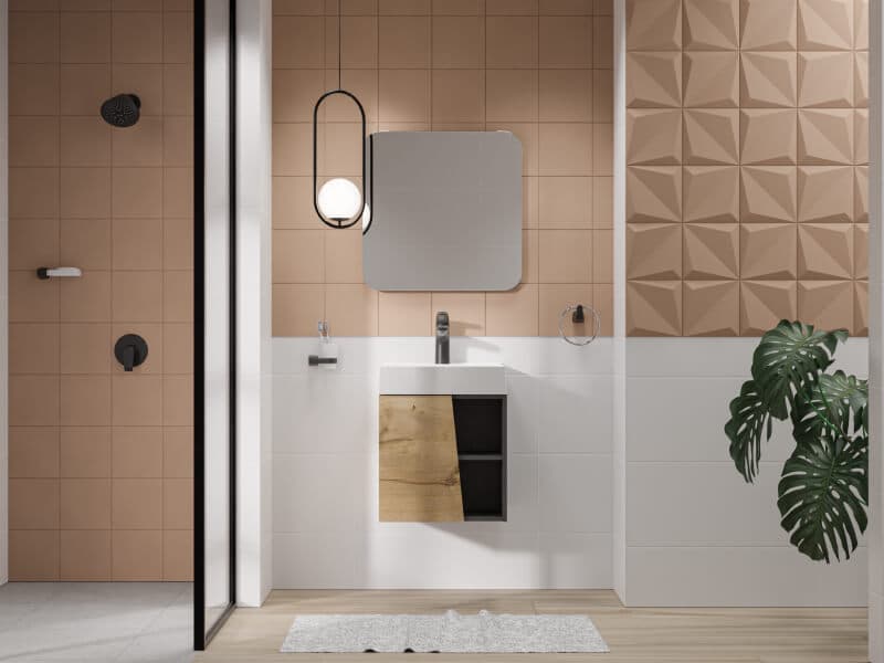 Baño privado moderno en tonos tierra